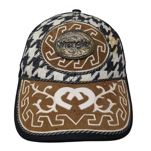 Wrangler Snapback Trucker Hat Multi One Size Mesh Back Houndstooth - Picture 1 of 9
